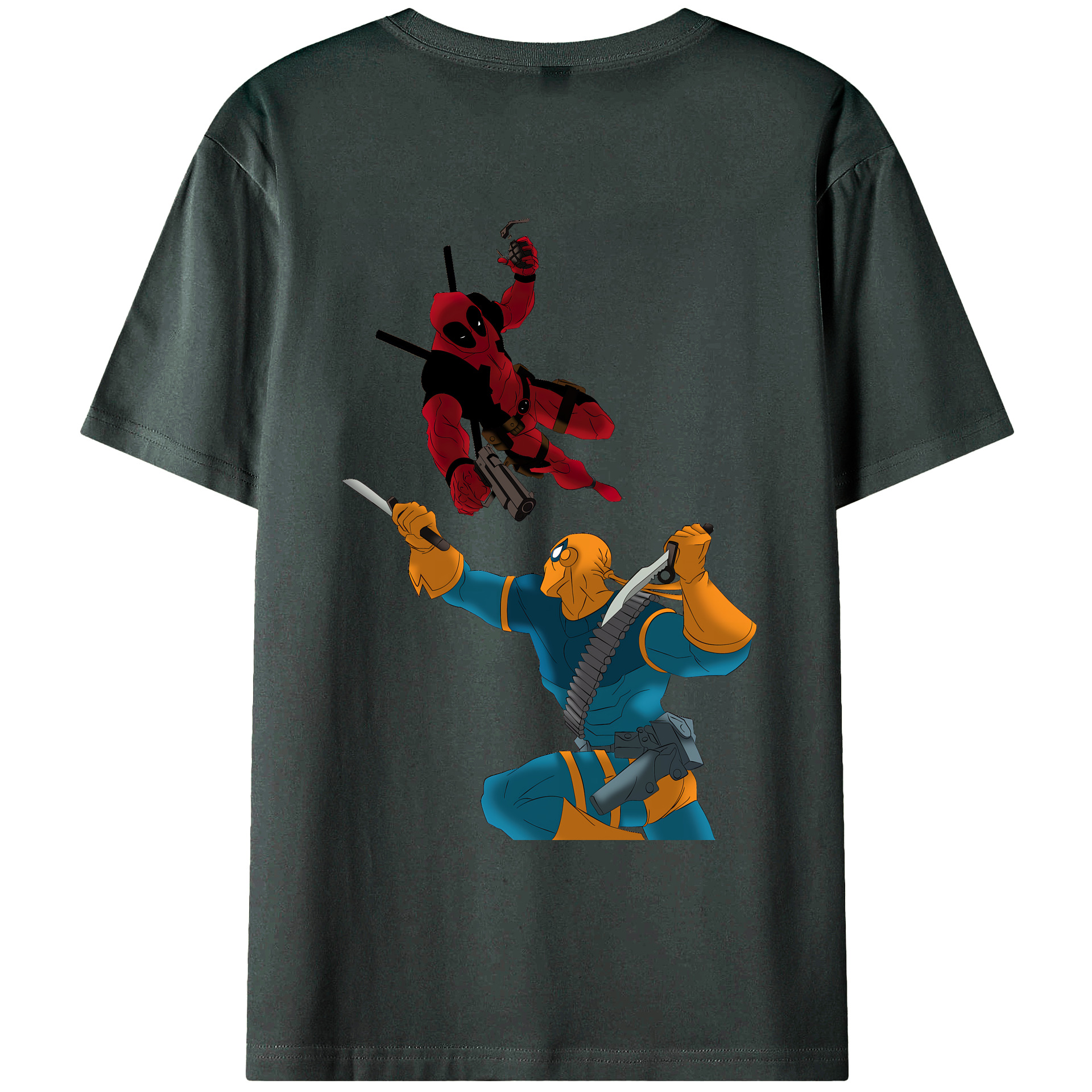 （画像用） Deadpool デッドプール 綿100％ メンズ半袖Tシャツ（バックプリント） 通気性